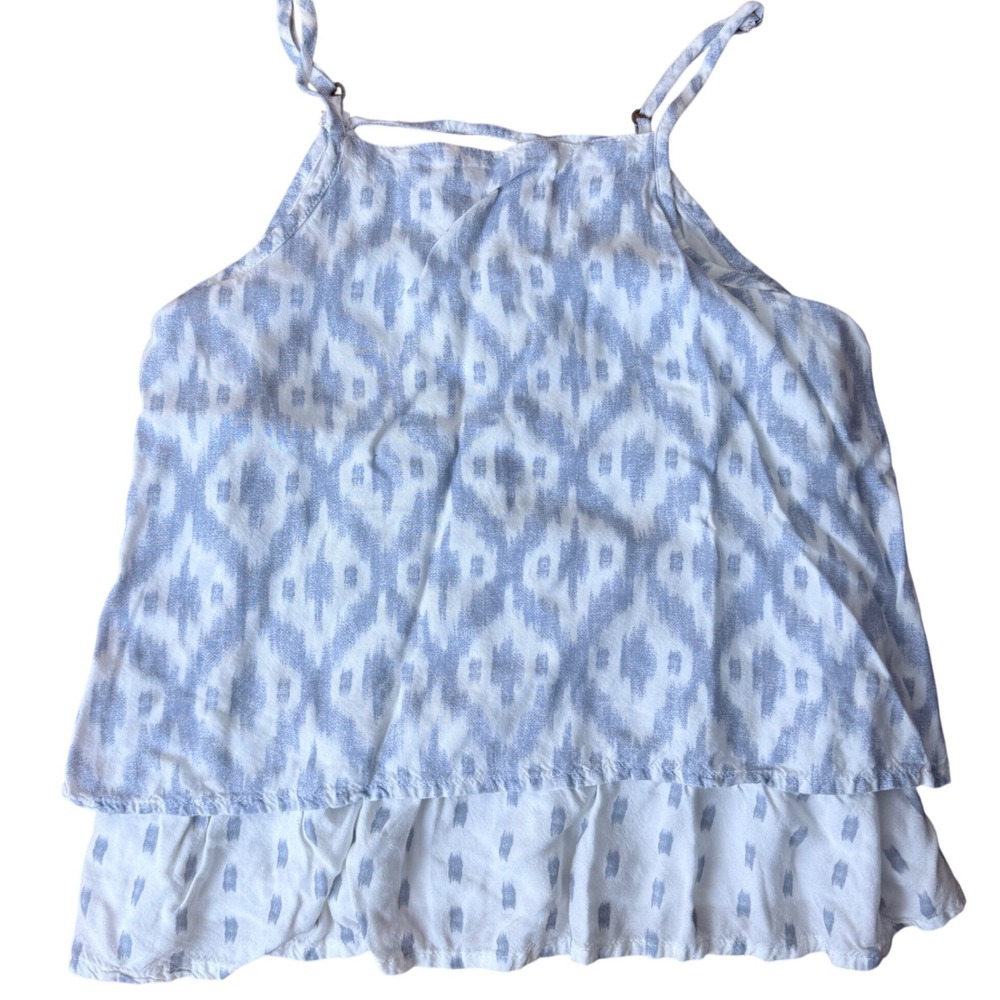 Abercrombie Kids Blue White Ikat Print Tiered Camisole Top‎ Girls Size 11/12